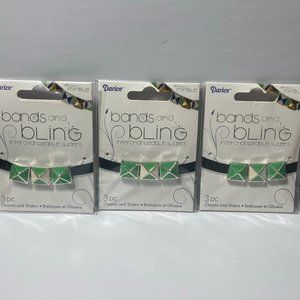 3 Jewelry Making Slider Beads Charms Green Pyramid